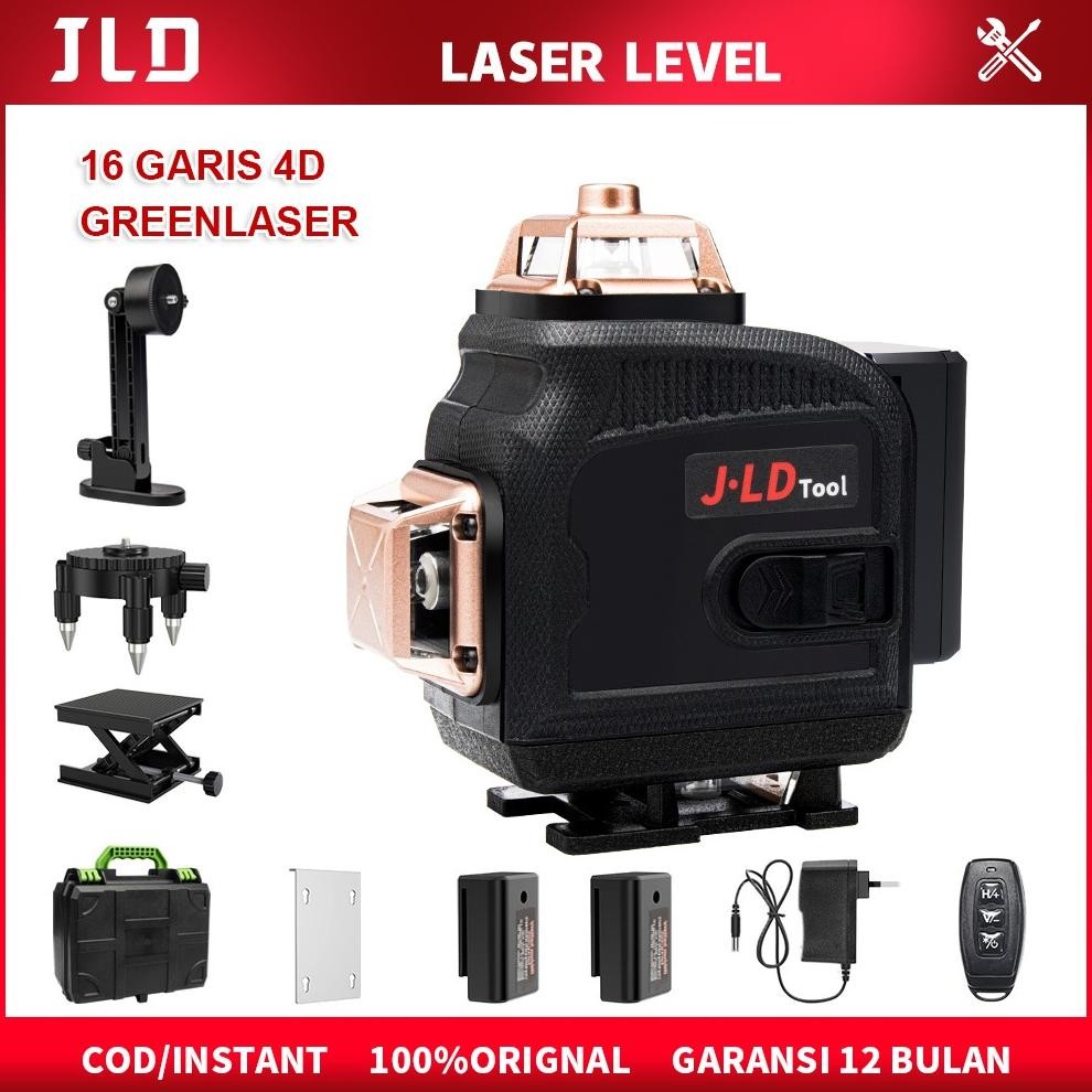 JLD Laser Level 4D Line Laser Level  16-line laser level green Laser tripod Horizontal Vertikal 360 