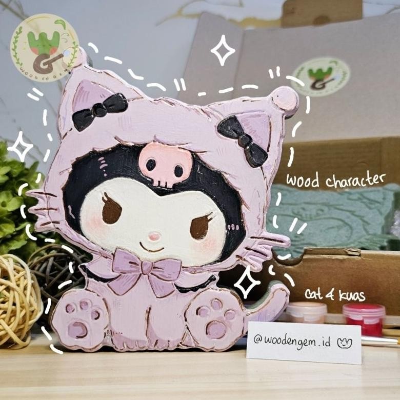 

Premium Diy Mewarnai Melukis Kayu - Painting Kit - Hampers Souvenir Kado - Kuromi Cat Woodengem Berkualitas