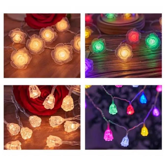 10M Lampu Hias Bunga Mawar Struktur Lampu Led Bunga Mawar Lampu Bunga Mawar Baterai Hiasan Lampu Str