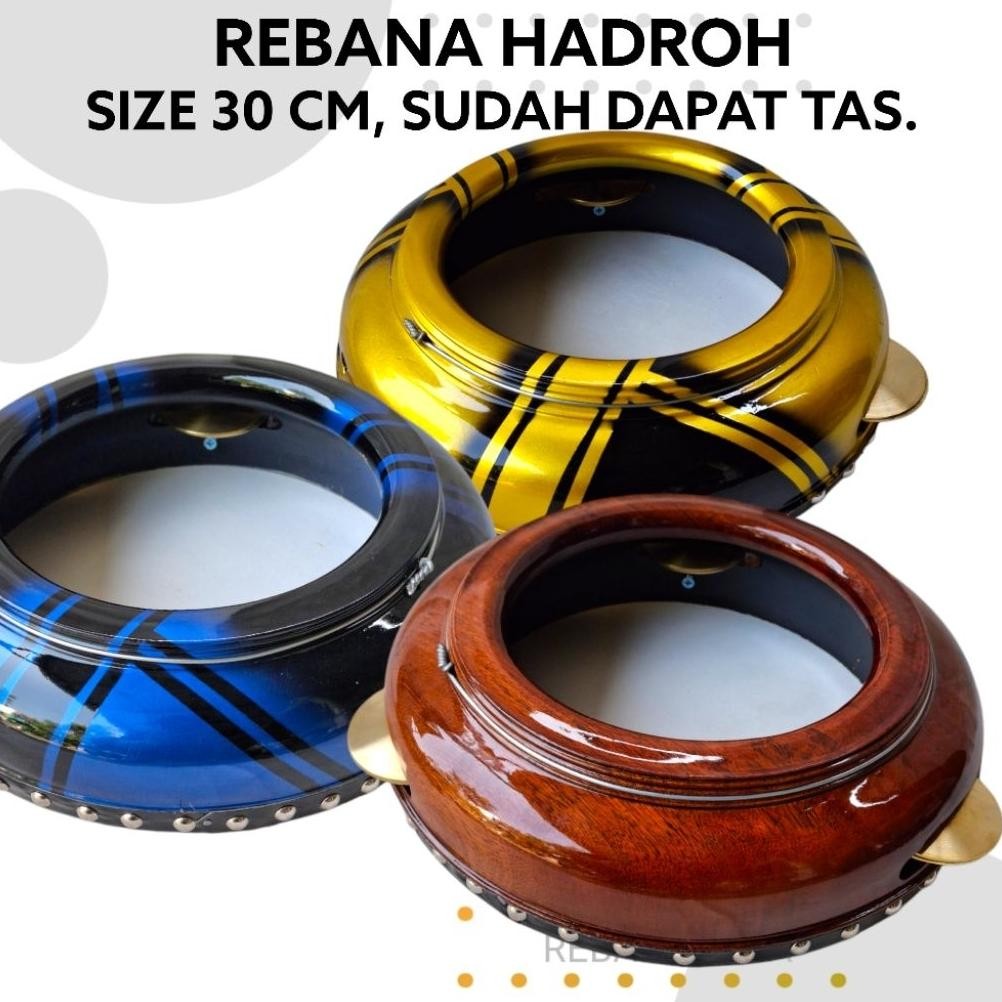 Rebana Hadroh Jepara Kayu Mahoni 30Cm Kuningan