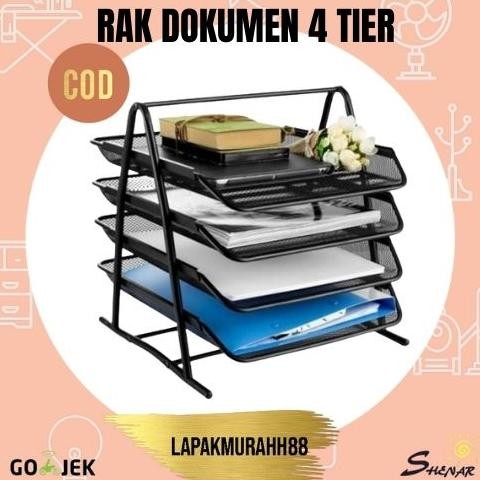DOKUMENT TRAY 4 SUSUN / RAK KERTAS DOKUMEN MEJA KANTOR RAK ORGANIZER / RAK SURAT WADAH KERTAS MULTIF