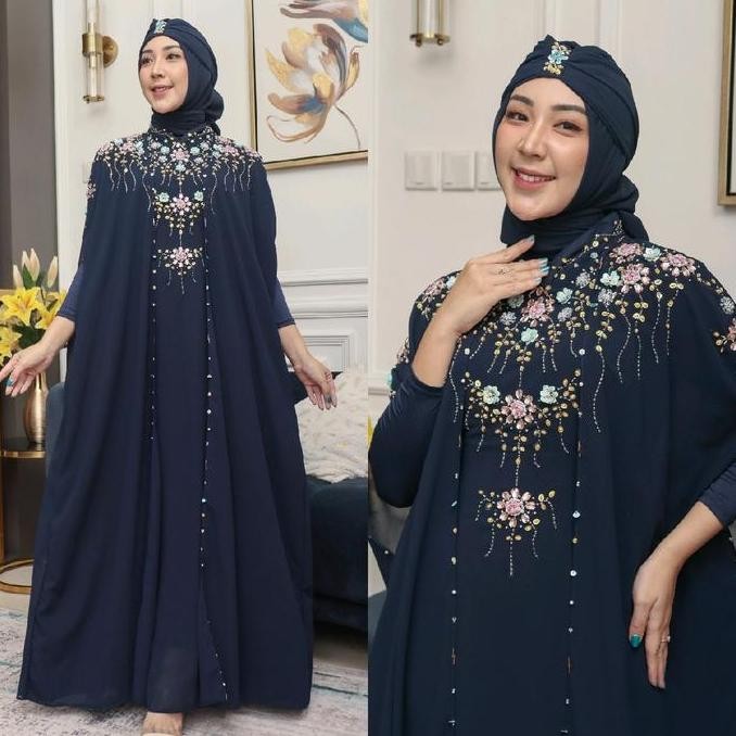 Sale Abaya/Kaftan IVANKA Exclusive Payet Mewah Berwarna Dewasa Panjang Trendy / Dress Lebaran Pesta 