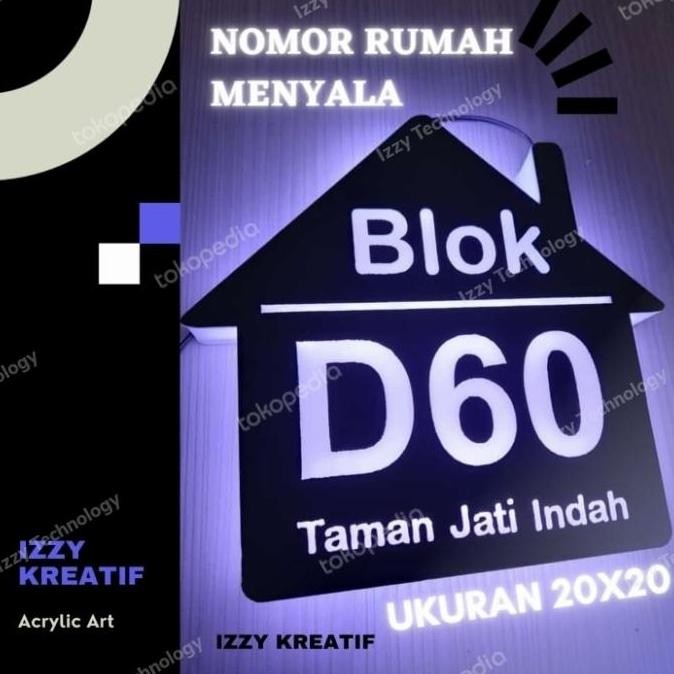 Nomor Rumah Akrilik Led / Lampu / Nyala
