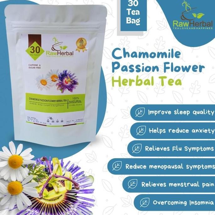 

welcome to tahuan jaya Chamomile Passion Flower Herbal Tea / Sleep, Calm & Relaxing 30 Tea Bag