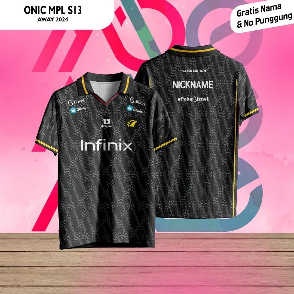 (Terbaru) Baju Jersey E-Sport ONIC MPL Season 13 Hitam 24/25 Terbaru Replika Supporter (Terlaris)