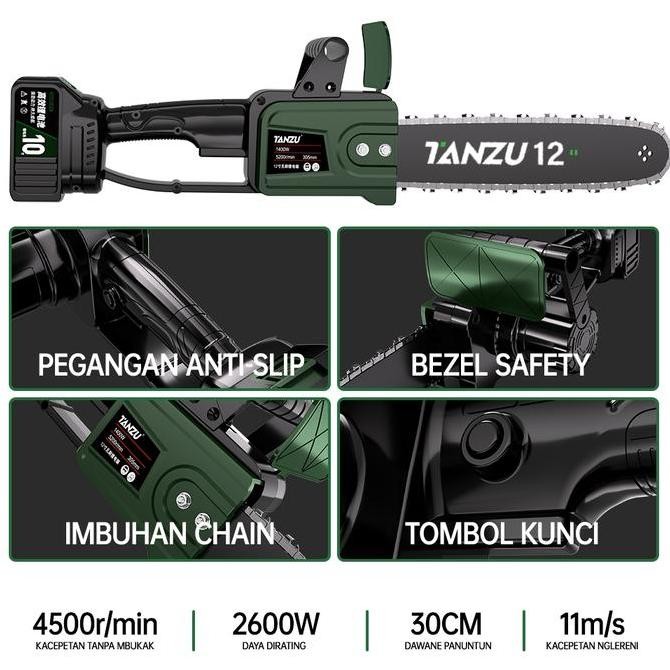 CodTanzu 8 Inch Mini Electric Chain Saw With Powerful 3C Battery. Chainsaw Mini Kayu Serkel Kuat Kun