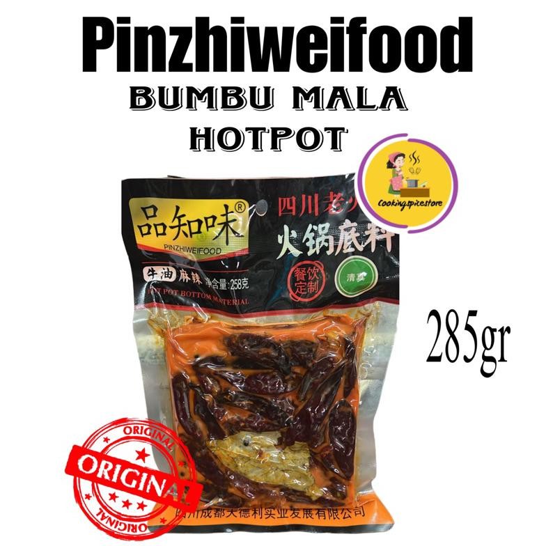 

Pinzhiweifood Bumbu soup base mala spicy hotpot 258 gram halal import chili oil hot pot shabu cabe
