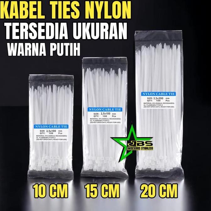 

yang dicari] KABEL TIES / TALI PENGIKAT BAHAN NYLON WARNA PUTIH 1 BUNGKUS ISI 100 PCS