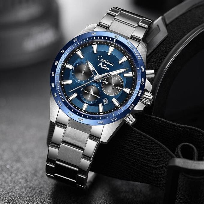 Buy 1 Get 1 Cristianoaillenjamtanganpriaanalog8891Rantaistainlesssteelchronographkacasapphirewaterre