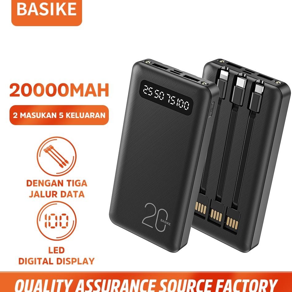 Basike Powerbank 20 Mah Fast Charging Mini With Kabel Data Type C Micro Usb Lhtning