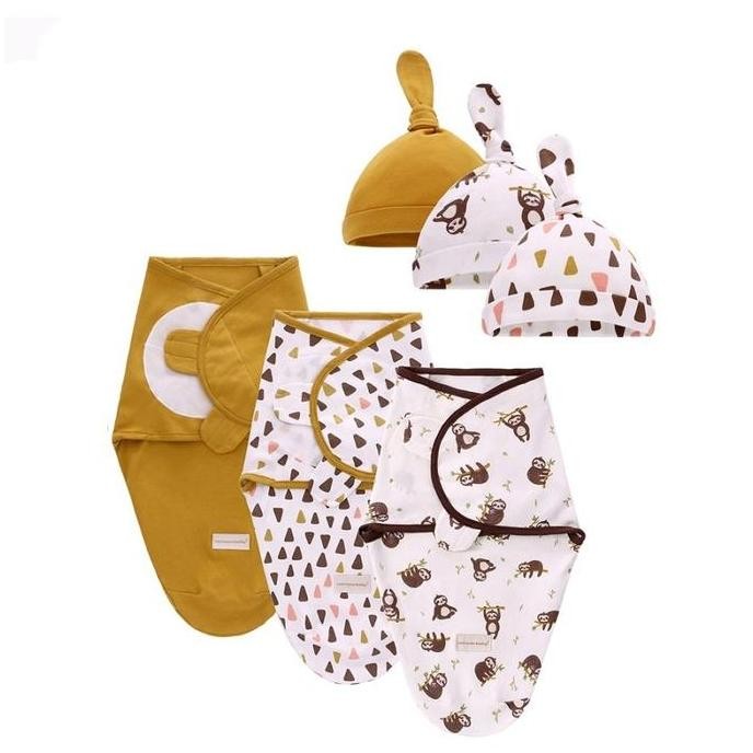 Bedong Instan Set Topi Bayi / Bedong Swaddle Wrap Bedong Tidur Bayi