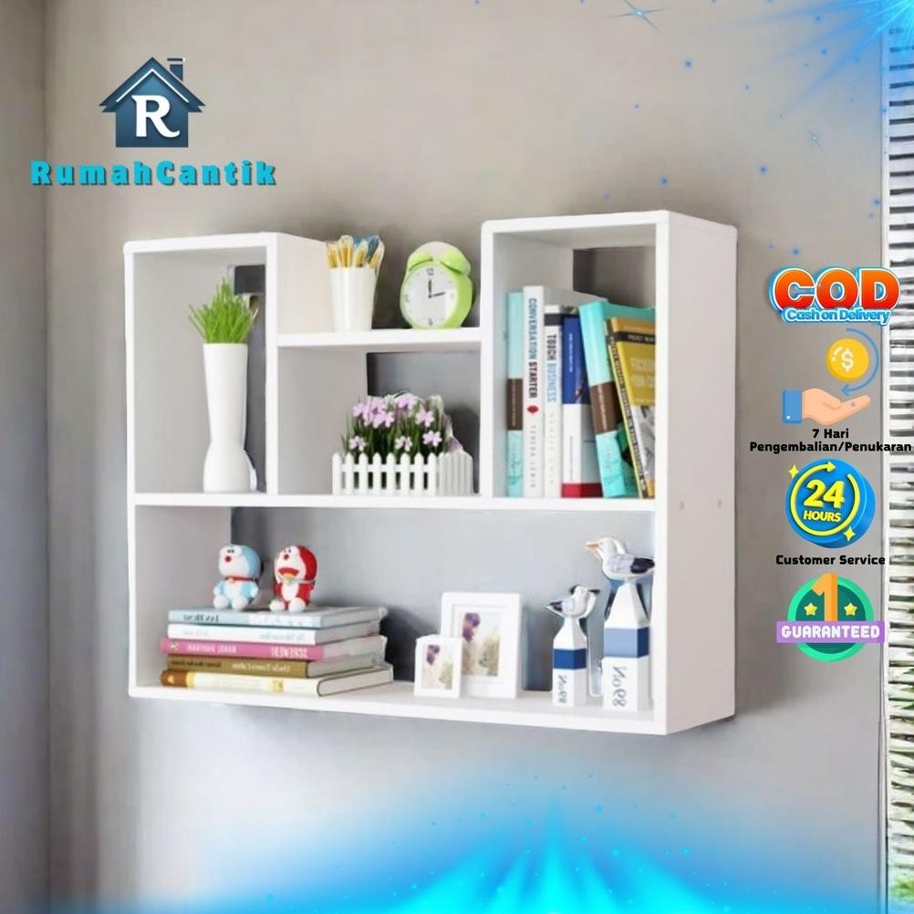 RumahCantik - Rak Dinding 4 Sekat Rak Hiasan Ruang Tamu Keluarga Penyimpanan Mainan Koleksi Blindbox