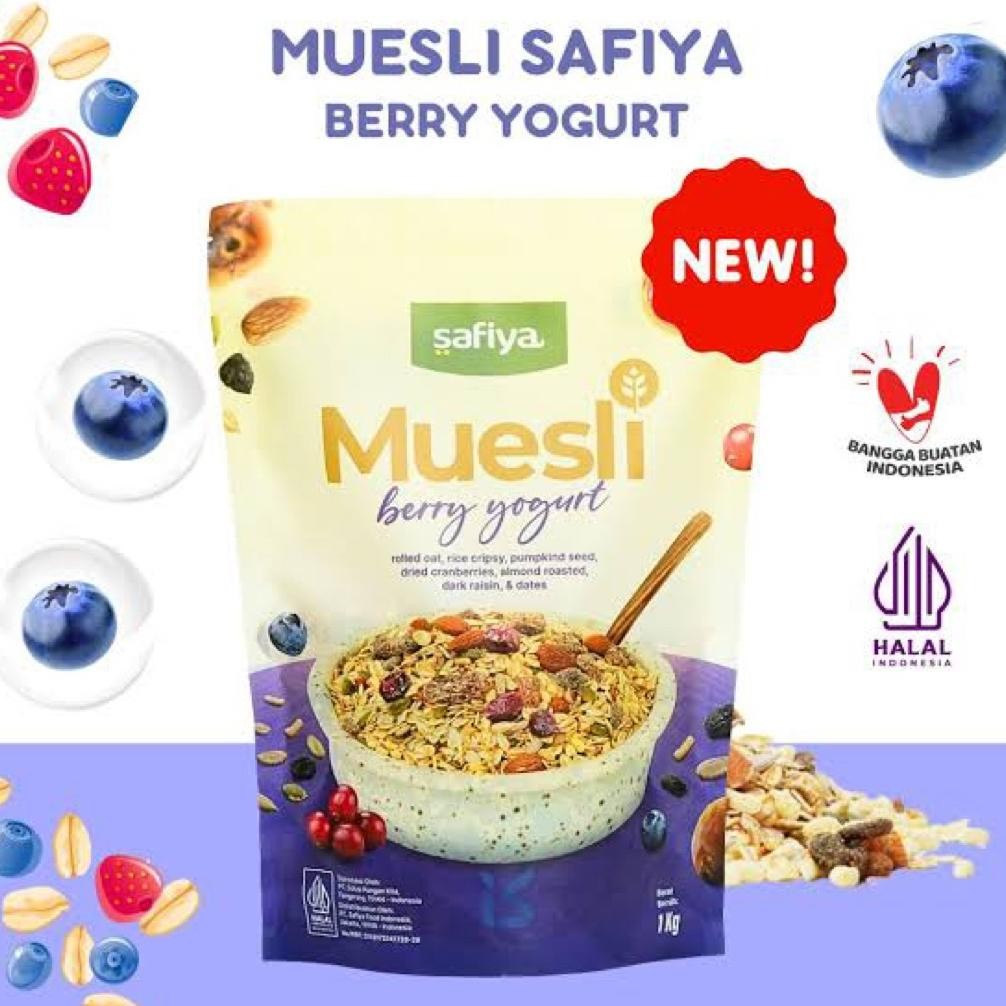 

Muesli berry yogurt 1 Kg safiya sereal oatmeal sarapan pagi oat utuh
