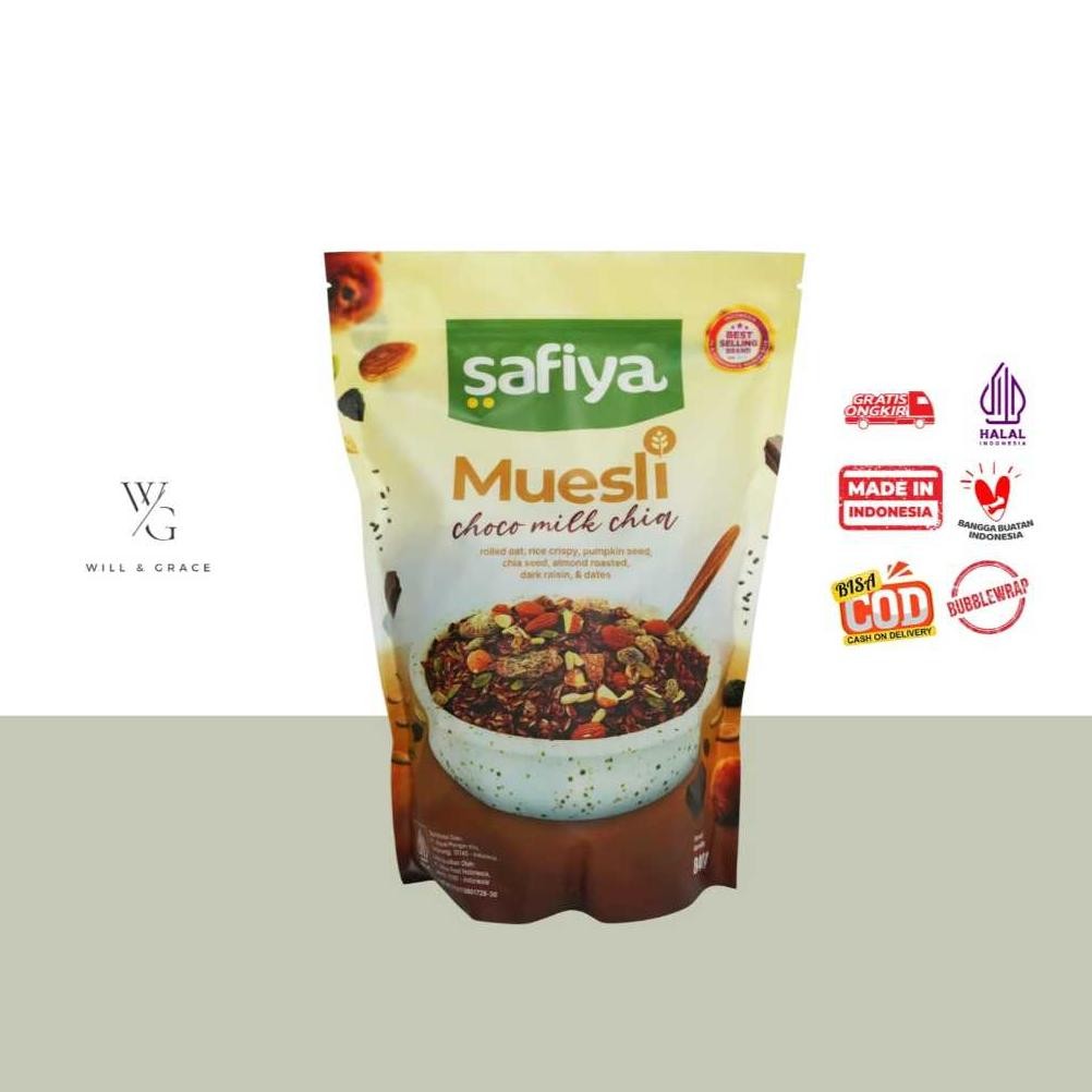 

Safiya Muesli Choco Milk Chia 840 Gram With Oatmeal Cereal dengan buah kering, kacang-kacangan dan and chiaseed Diet Premium