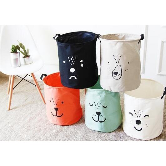 canvas storage bag bin keranjang kanvas laundry bag toy storage