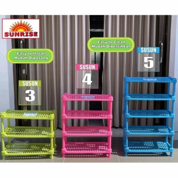 RAK SEPATU PLASTIK SUNRISE 5 SUSUN BAHAN TEBAL