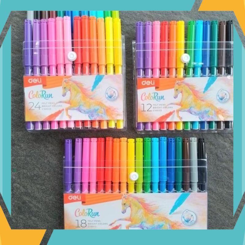 

Terbaik Spidol Warna Deli | 12W | 18W | 24W | ColoRun ( Set ) [ Original ] IQL-79