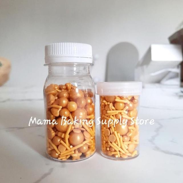 

Edible Sprinkle Mix Gold Topping Hiasan Dekorasi Kue Cake Decor 50 G