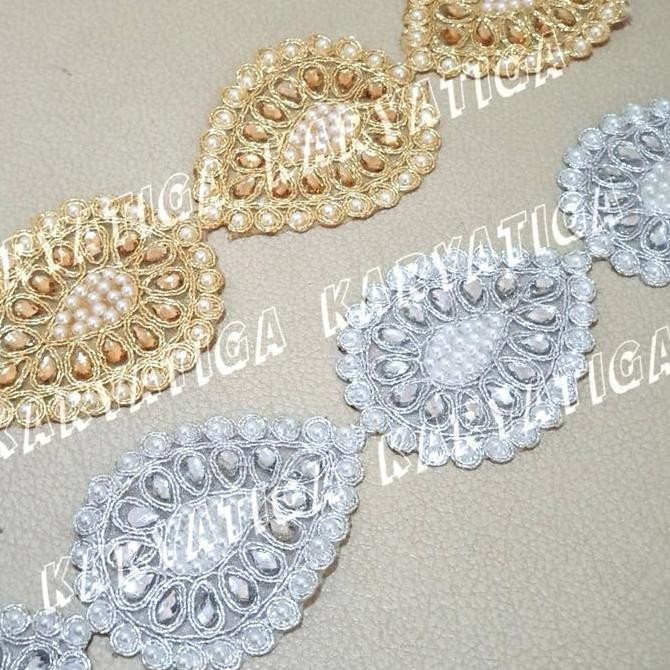 ] Kode 18730 - Renda India Bordir Emas Full Manik Mote (10 Yard)