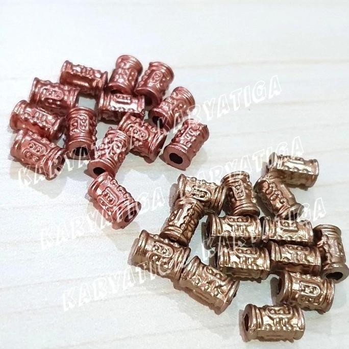 best seller] Mote SQ Tabung Ukir 9 mm x 6 mm - Tembaga / Emas (5 gram)