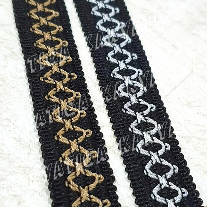 

;&;&;&;&] Renda Silang Dasar Hitam Lebar 2.3 cm (isi 25 Yard)