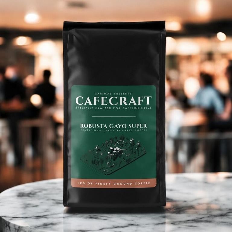 

Ready!! CAFECRAFT KOPI ROBUSTA GAYO SUPER 1KG SARIMAS (KOPI BUBUK) FRESH ROASTED - DARK GREEN