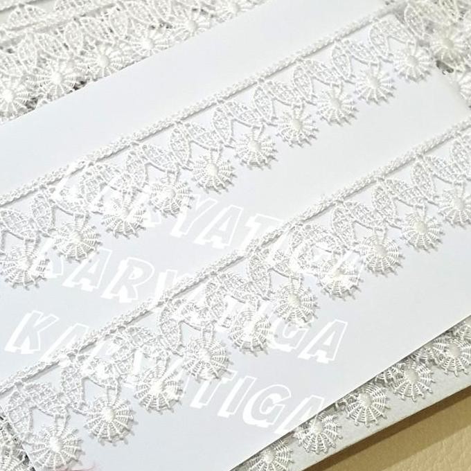 

:=:=:=:=] Renda Bordir Giper Rambutan Lebar 2.5 cm 15 Yard - Putih