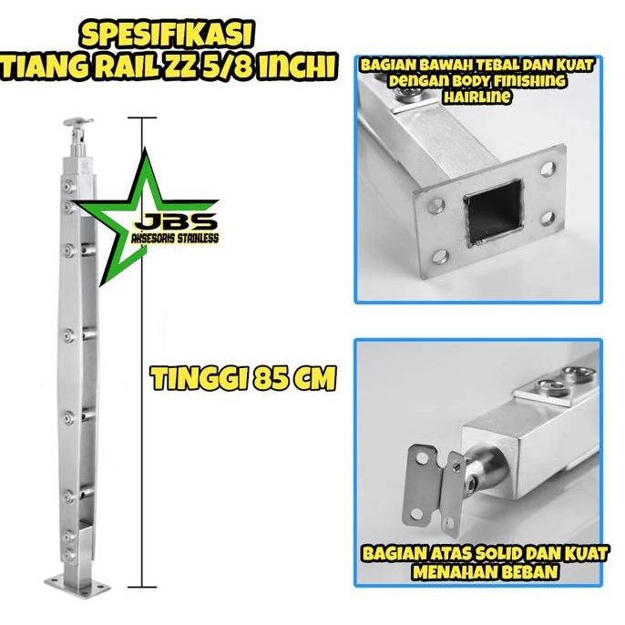 %$%$%$%$] Tiang Ralling Tangga stainless 201 pipa 5/8" inchi