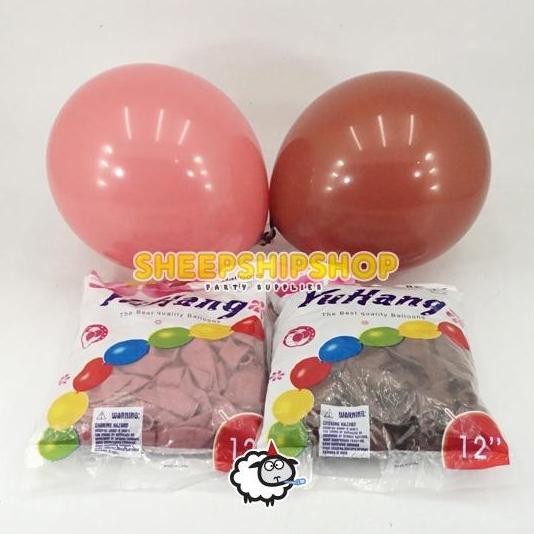 >>>>>] GROSIR BALON LATEX RETRO YUHANG 12 INCH Dark Rose / Coklat Tua / Hijau Tentara Army Green Oli