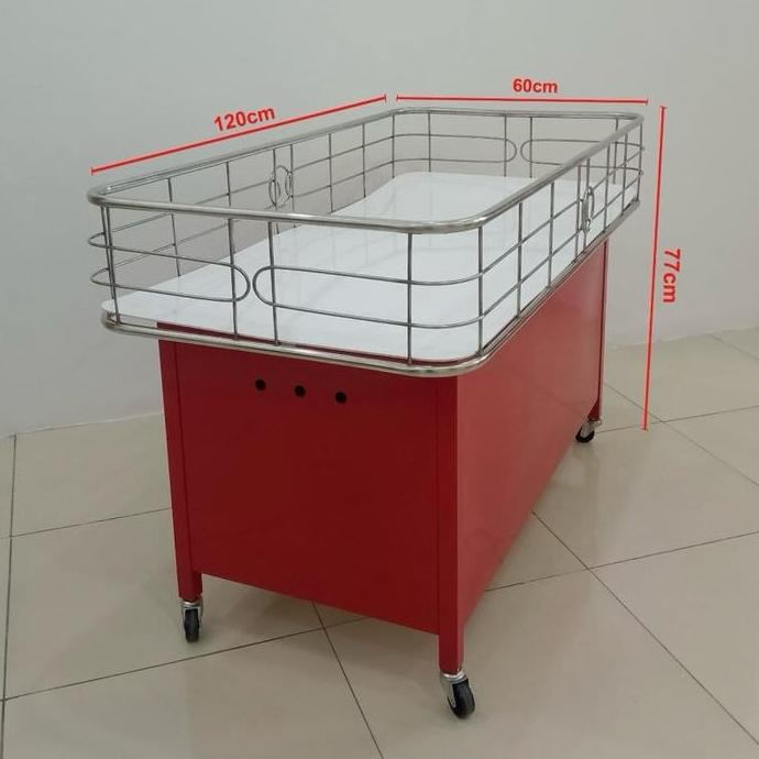 TERBARU - Rak ol wagon merah stainles peralatan display