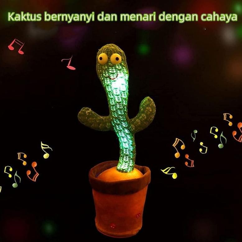 Original Boneka Kaktus Joget Peniru Suara Charger Usb Mainan Boneka Kaktus Led Cactus Toy Boneka Pin