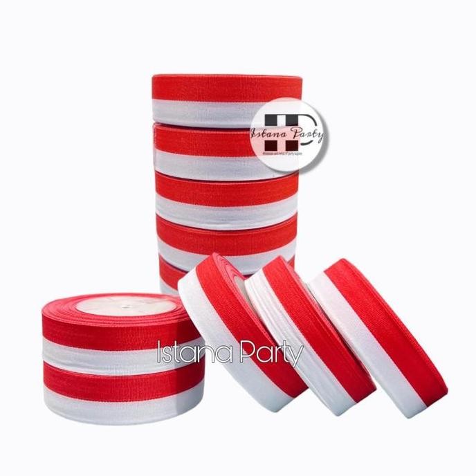 

pita satin Merah putih ukuran 1"inch / ikat kepala 17 agustus merah putih 2,5cm