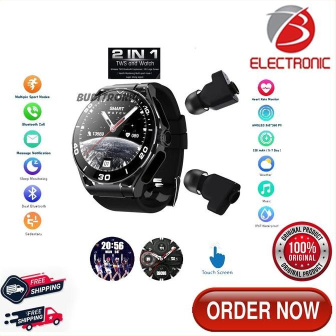 Smartwatch Touchscreen Waterproof Plus Headset Tws / Jam Pintar