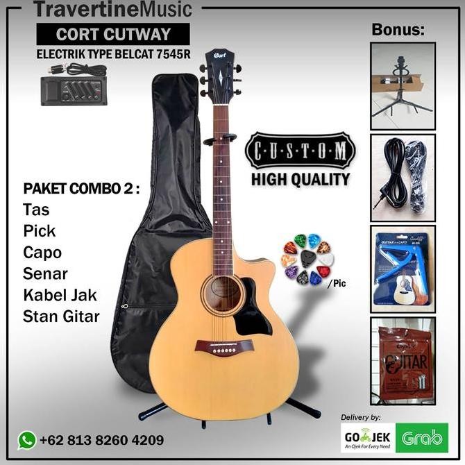 Gitar Akustik elektrik Cort limited solid NS