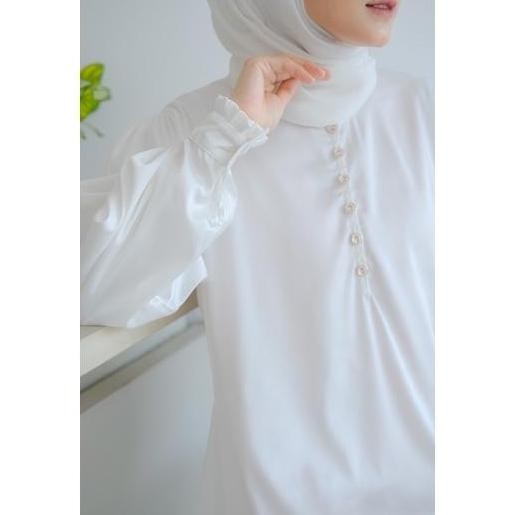 Tunik Baju Lebaran Hari Raya Idul Fitri Wanita Muslimah Warna Putih