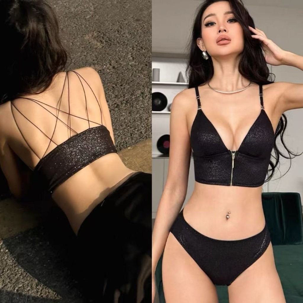 [Yunrouju][COD]Set bra tanpa kawat cup segitiga dada kecil