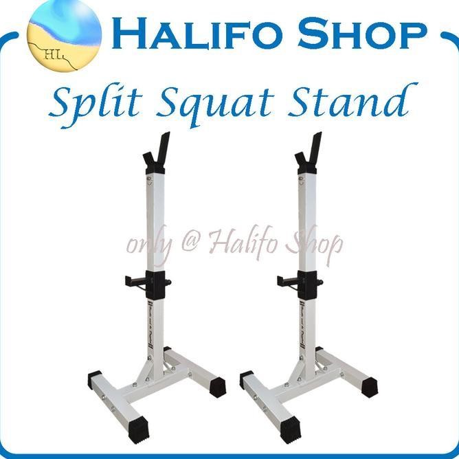 Masih Ada Mobile Squat Stand Adjustable - Free Bench Press Rack Set - White