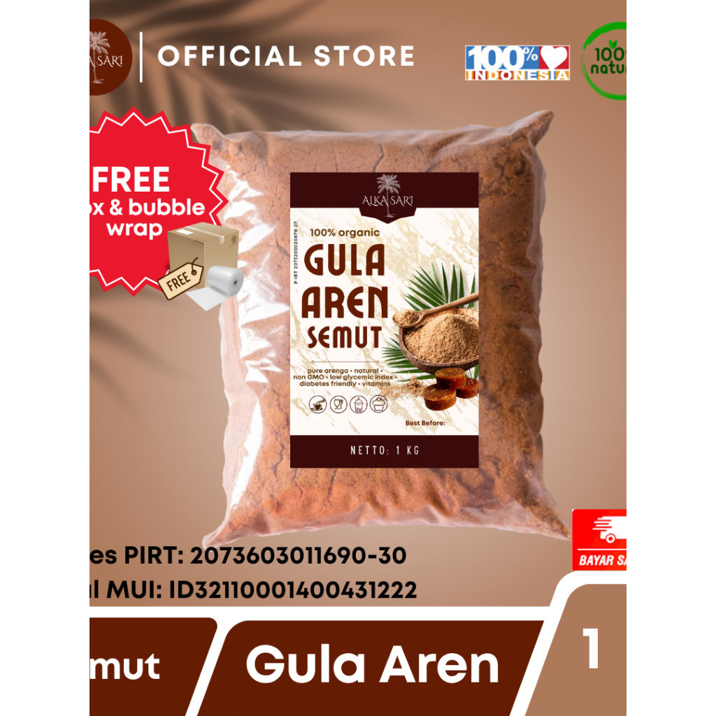 

Gula Aren Semut / Nira Aren Bubuk Organik Alka Sari 1Kg GULA AREN ASLI TAMPA CAMPURAN