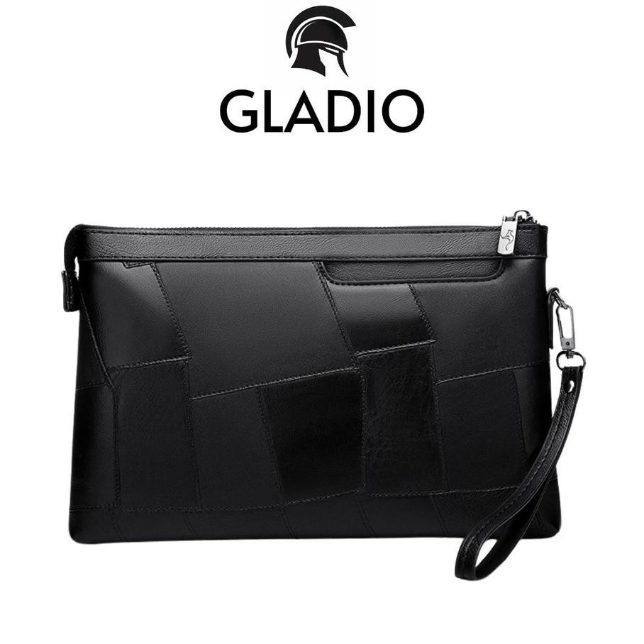 Gladio Tas Pria Pouch Pria Simple Demetrio Keren Kulit Gld072B5 Branded Clutch Hitam
