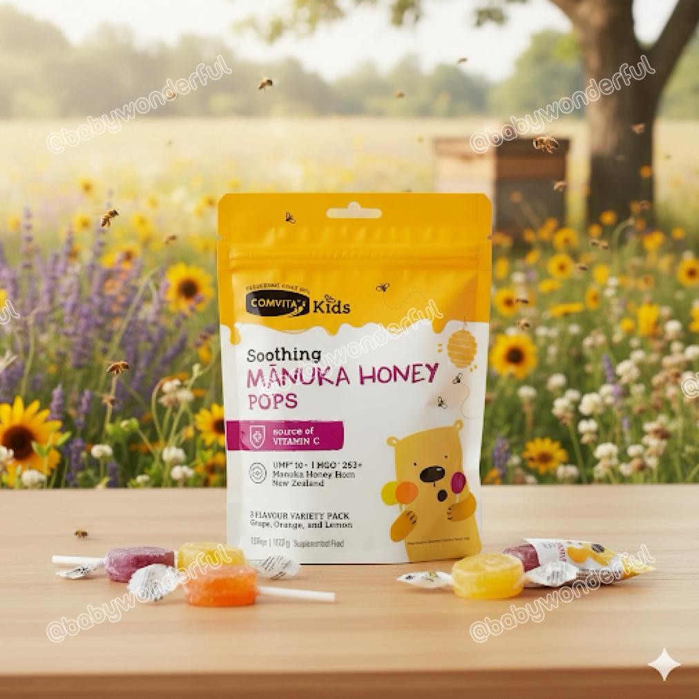 

Comvita Kids Soothing Pops 15 Pops with UMF 10 Manuka Honey Permen Madu Asli 100 Alami Orinal New Zealand
