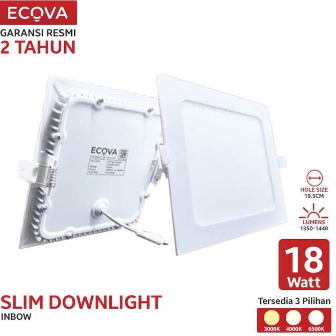 Ecova Slim Downlight Lampu Panel Led Kotak Inbow 18 Watt