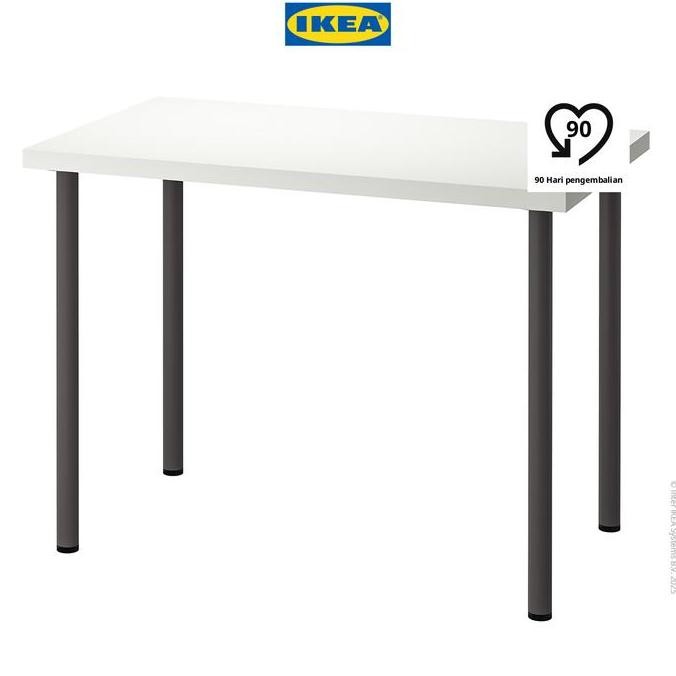 IKEA LINNMON/ADILS Meja Minimalis Berkualitas Putih/Abu Tua 100x60 cm TA