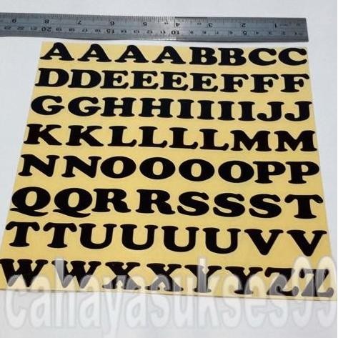 Ready  Sticker Cutting MOTOR Alphabet Abjad HITAM Font Huruf Besar
