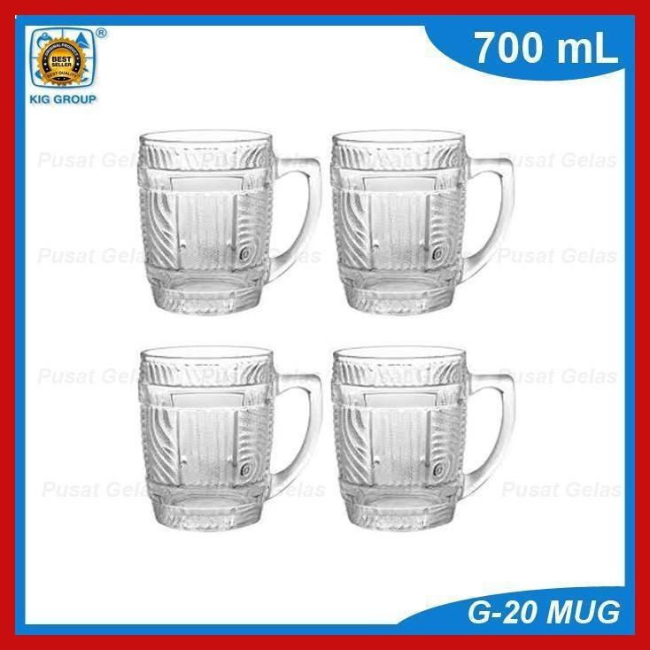 Mitra - Gelas Gagang Besar Mug 700 Ml / Gelas Kaca Jumbo Tinggi Gendut Gelas Beer Gas