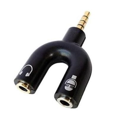 Audio Splitter Jack 3.5mm untuk mic ke HP android dual female U Shape