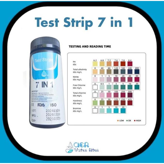 ALAT UKUR TEST AIR 7 IN 1 WATER TEST KIT AIR PH NITRIT NITRAT KLORIN HARDNESS BROMINE ORIGINAL DAN T