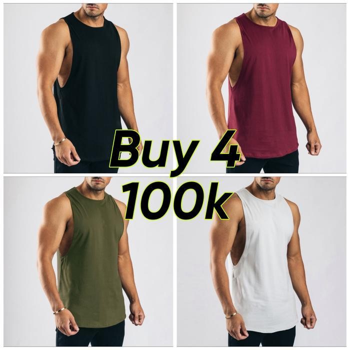 ( Bundling Kaos Singlet Gym ) Lowcut Singlet Gym Pria / Kaos Olahraga Fitness Training Original Dan 