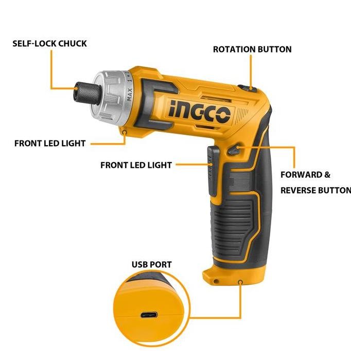 INSTAN OBENG BOR CHARGER CORDLESS SCREWDRIVER 2 MODE 8V INGCO CSDLI0802 LARIS