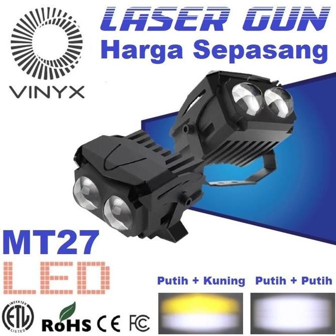 Lampu Tembak Sorot LED Laser Gun Vinyx MT27 Lasergun D3 Mobil Motor Dual CSP MT 27 Warna Putih Kunin