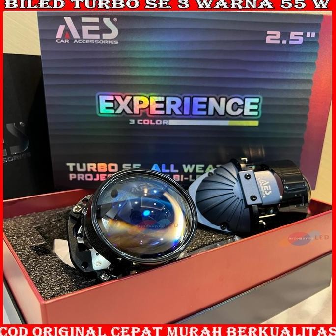 Promo ORIGINAL LAMPU PROJECTOR BILED TURBO SE 3 WARNA AES 2,5 INCHI BLUELENS 55 WATT ALL WEATHER | P